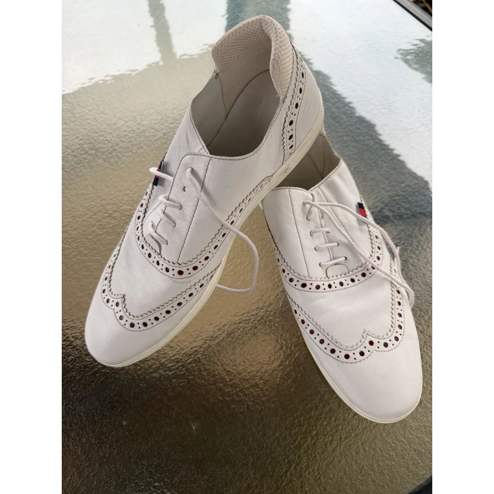 Gucci Men's White Leather Lace-up Sneakers Shoes Pre Owned US 9 1/2 - Picture 2 of 16